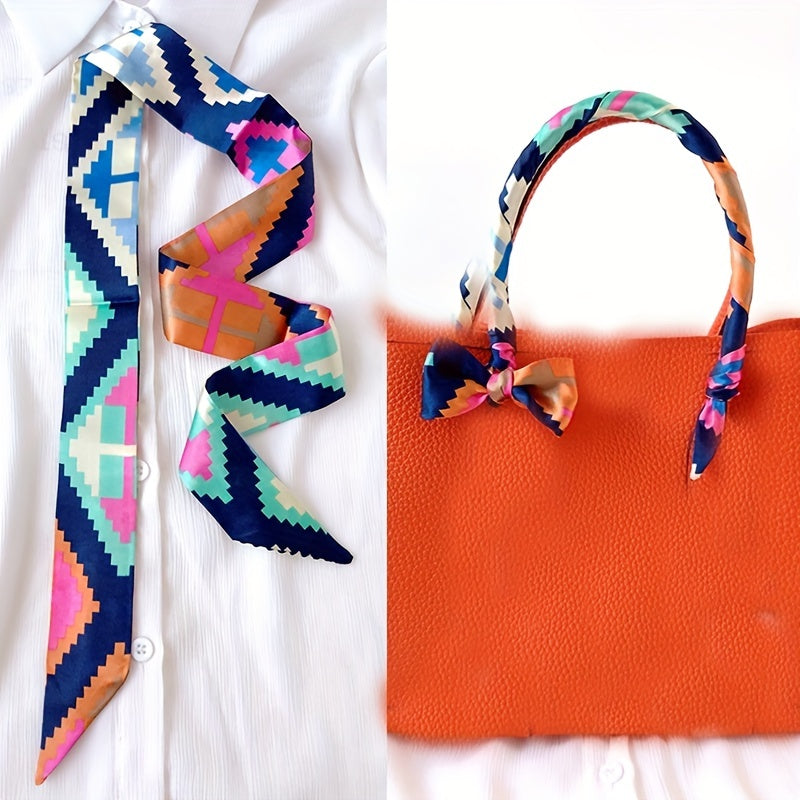 Women Thin Silk Scarf Long Hair Strip Headband Neck...