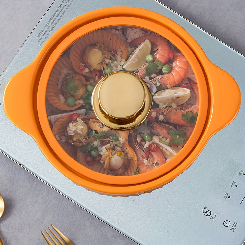 4L Ceramic Casserole Pot with Glass Lid and Heat Resistant Handle