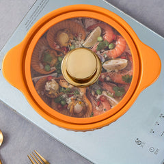 4L Ceramic Casserole Pot with Glass Lid and Heat Resistant Handle