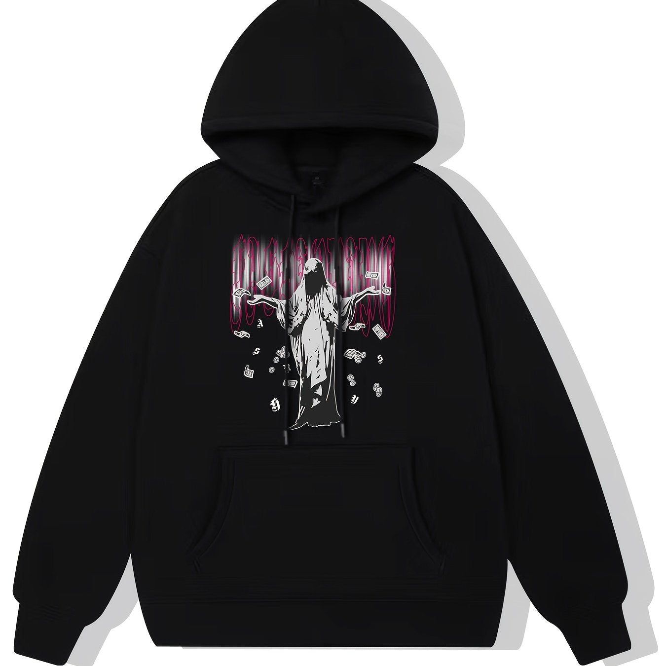 Man In The Cloak Print Hoodie Fleece Pullover