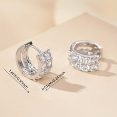 Double Row Sparkle Silver Earrings for Women