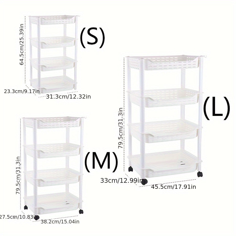 Plastic Storage Rack with Wheels for Snacks Toys Kitchen Seasoning Sto