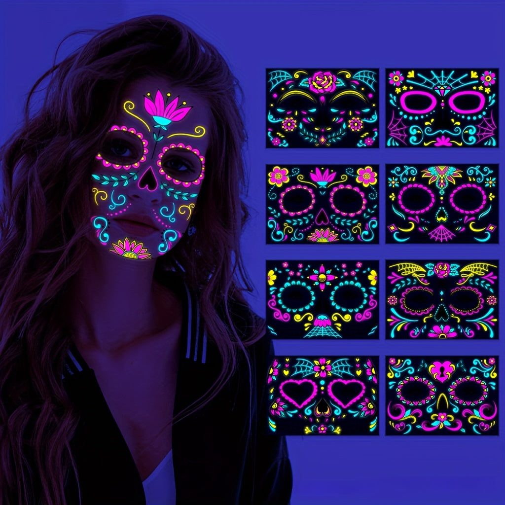 Luminous Fluorescent Stickers Halloween Dress Party Tattoo Stickers