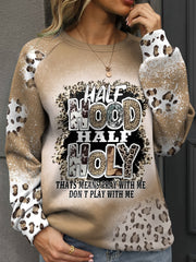 Letter Print Crew Neck Sweatshirt for Women