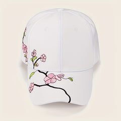 Peach Blossom Embroidery Baseball Cap Breathable Sports Hat