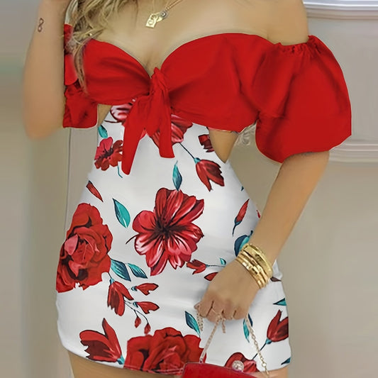 Floral Off Shoulder Romper Sexy Short Sleeve Women's Clothing