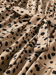 Leopard Print Lantern Sleeve Dress With Belt
