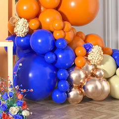 123pcs Navy Orange Maca Yellow Balloon Arch Flower Ring Set