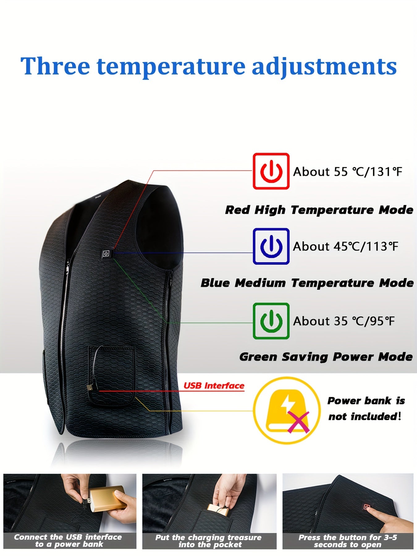 Men's Rechargeable Smart Heating Vest for Winter