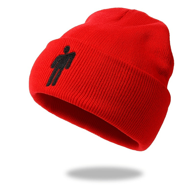 Embroidery Beanie Solid Hip Hop Unisex Skull Knit Hat