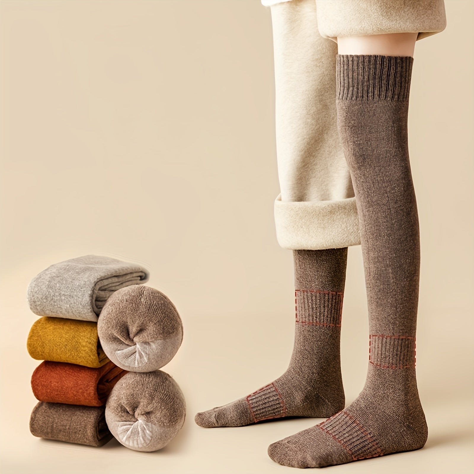 3 Pairs Winter Fleece Thickened Warm Stockings