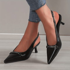 Women's Metal Decor Kitten Heel Slingback Sandals