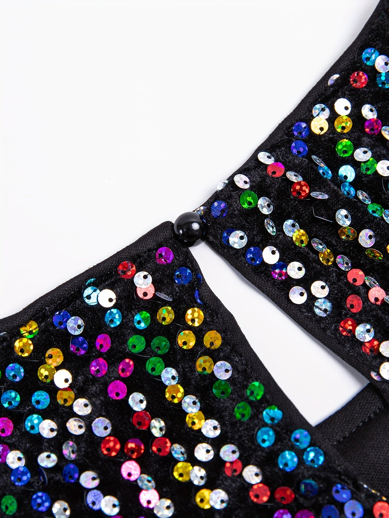Colorful Sequin Puff Sleeve Party Blouse