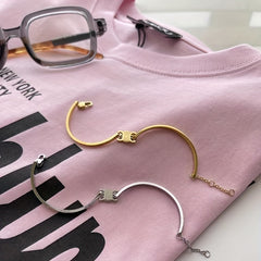 Golden Sliver Arc Bangle Bracelet For Girls