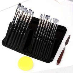 15-Piece Painting Pen Set with Scraper & Nylon Brush Bag