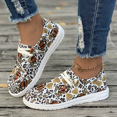 Women's Skate Shoes with Rugby Balls and Hearts Pattern