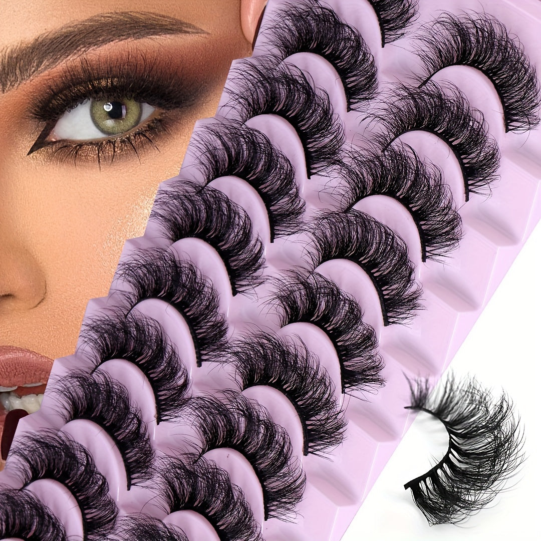 10 Pairs Natural Look False Eyelashes Faux Mink Curling Lashes