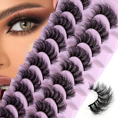 10 Pairs Natural Look False Eyelashes Faux Mink Curling Lashes