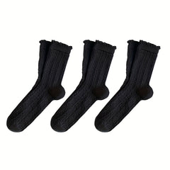 5 Pairs Twist Textured Socks Ruffle Stockings Women's Hosiery