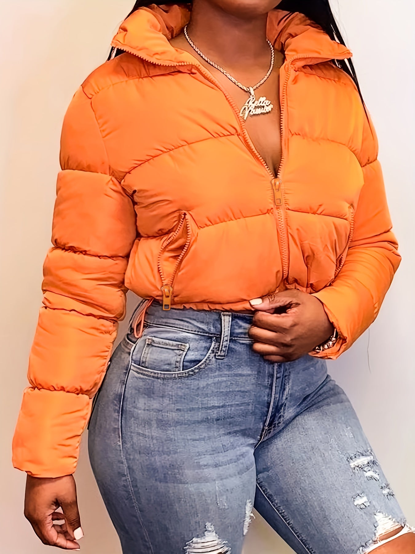Zip Up Solid Coat Casual Winter Outerwear
