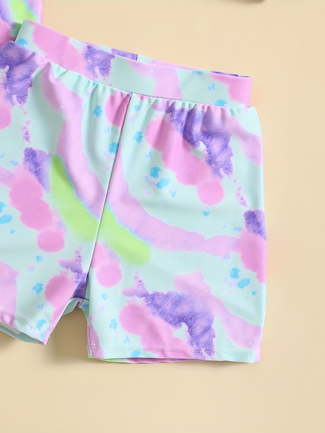 Baby Girl's 2pcs Tie Dye Swimsuit & Shorts Set