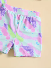 Baby Girl's 2pcs Tie Dye Swimsuit & Shorts Set