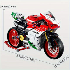 803pcs Red Racing Car Assembled With Mechanical Parts Collection Gift
