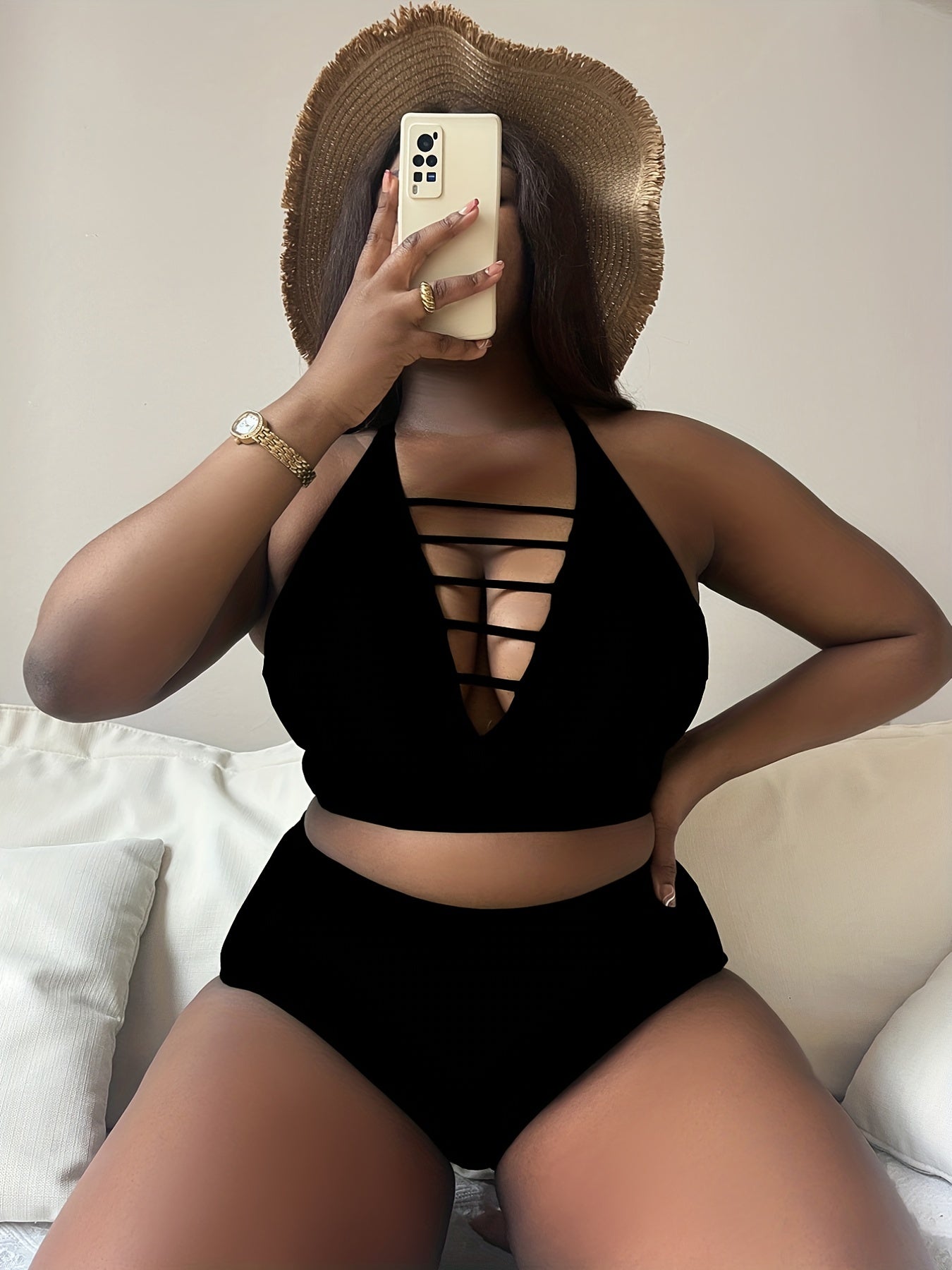 Sexy Tankini Set Halter Neck Crop Top & Underwear Swimsuit