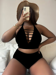 Sexy Tankini Set Halter Neck Crop Top & Underwear Swimsuit