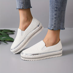 Women's Plaid Pattern Skate Shoes Slip On Platform Sneakers