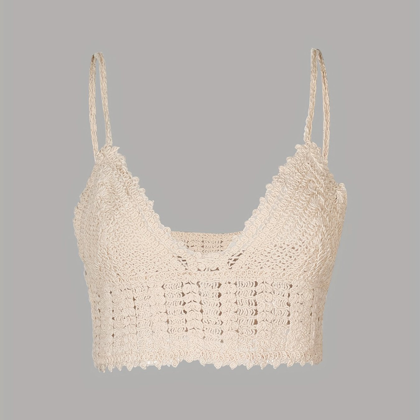 Hollow Out Cami V Neck Crochet Cover Up Top Women's Swimwear