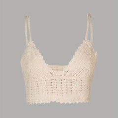 Hollow Out Cami V Neck Crochet Cover Up Top Women's Swimwear