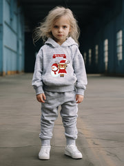 Reindeer Snowman Print Hoodie Jogger Pants Set for Girls Boys