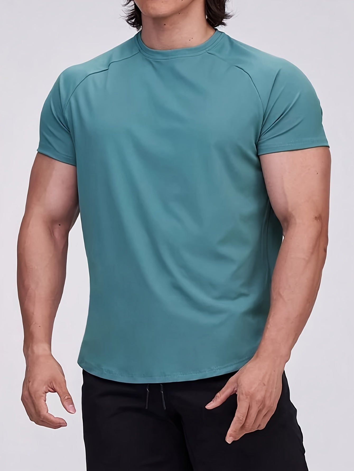 Men's Stretch Round Neck Tee Shirt Summer Casual Sports T-shirt