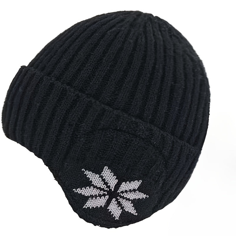 Winter Beanie Hat Knit Skull Cap With Earflaps