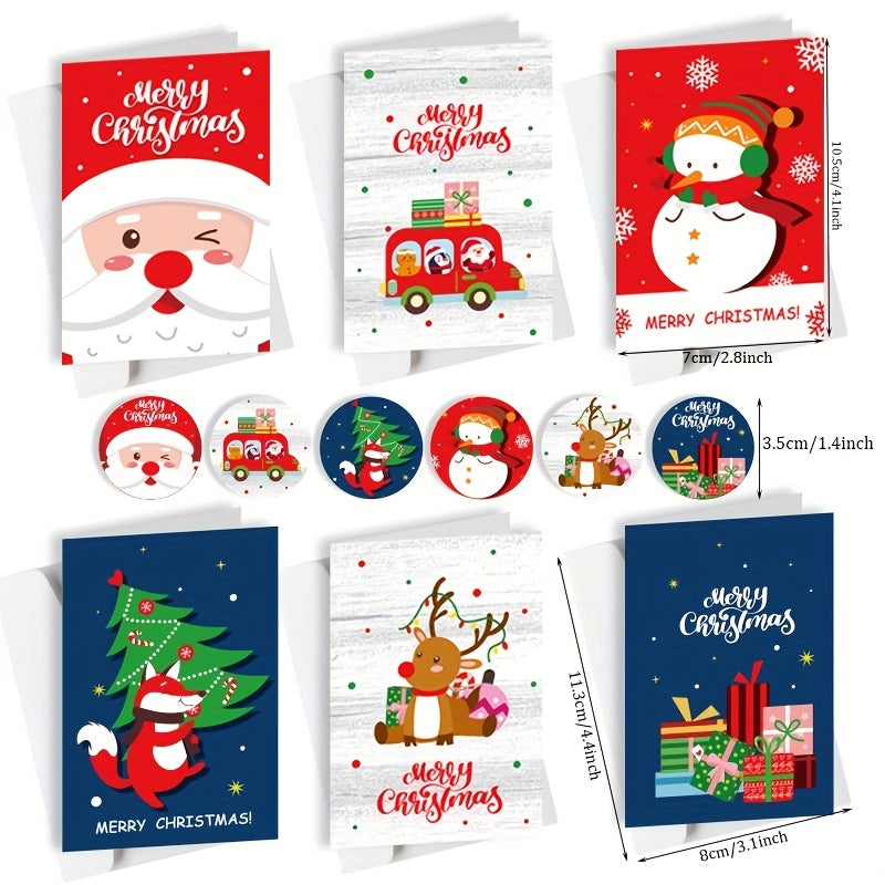 12pcs Christmas Greeting Card DIY Pendant Gift Card With Envelope
