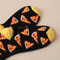 Pizza Print Socks Women's Crew Stockings