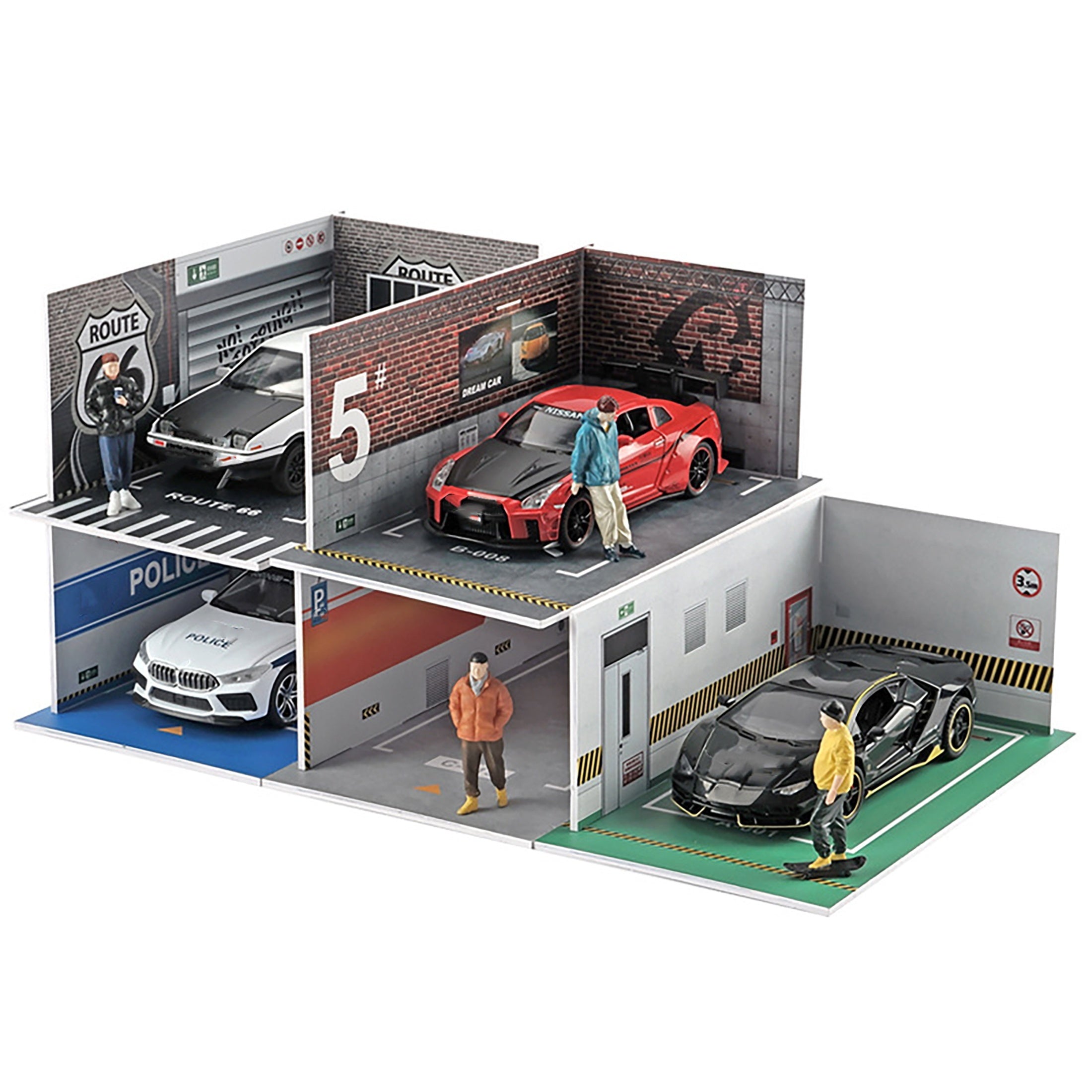 Model Alloy Car Parking Lot with Display Scene Garage Storage