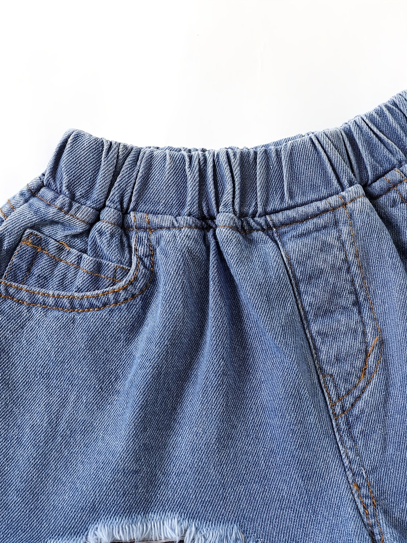 Girls Mesh Patchwork Denim Shorts Set Kids Summer Clothes