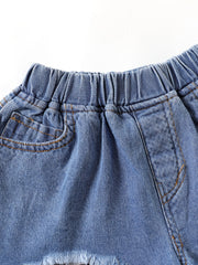 Girls Mesh Patchwork Denim Shorts Set Kids Summer Clothes