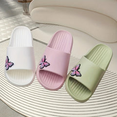 Women's Butterfly Print Slides Soft Sole Shoes