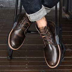 Men's Chunky Ankle Boots Lace Up Casual Shoes