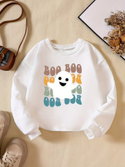 Girls Ghost Print Sweatshirt for Halloween Party