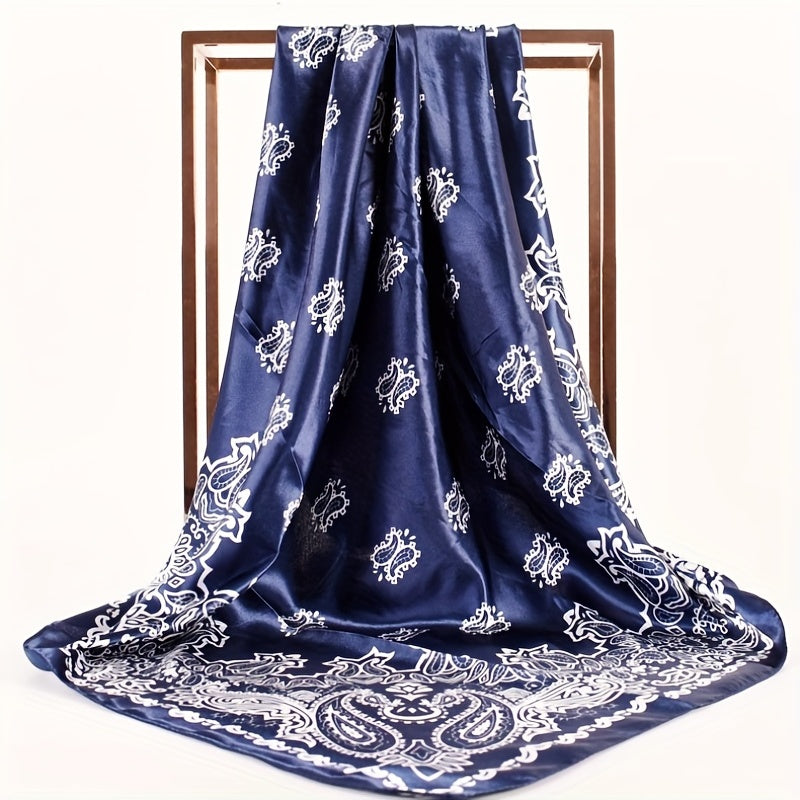 Vintage Paisley Print Bandana Silk Scarf for Women