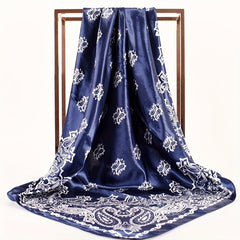 Vintage Paisley Print Bandana Silk Scarf for Women