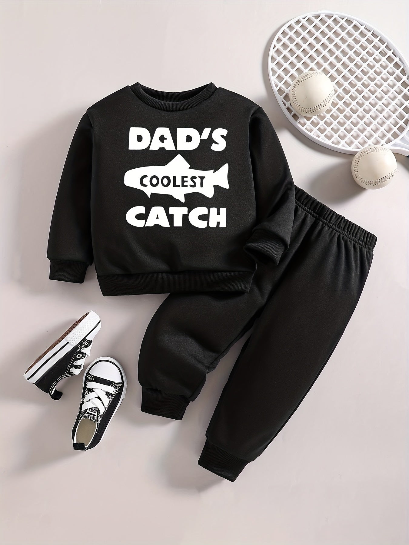 Baby Boy Fish Graphic Sweatshirt Pants Set Kids Clothes