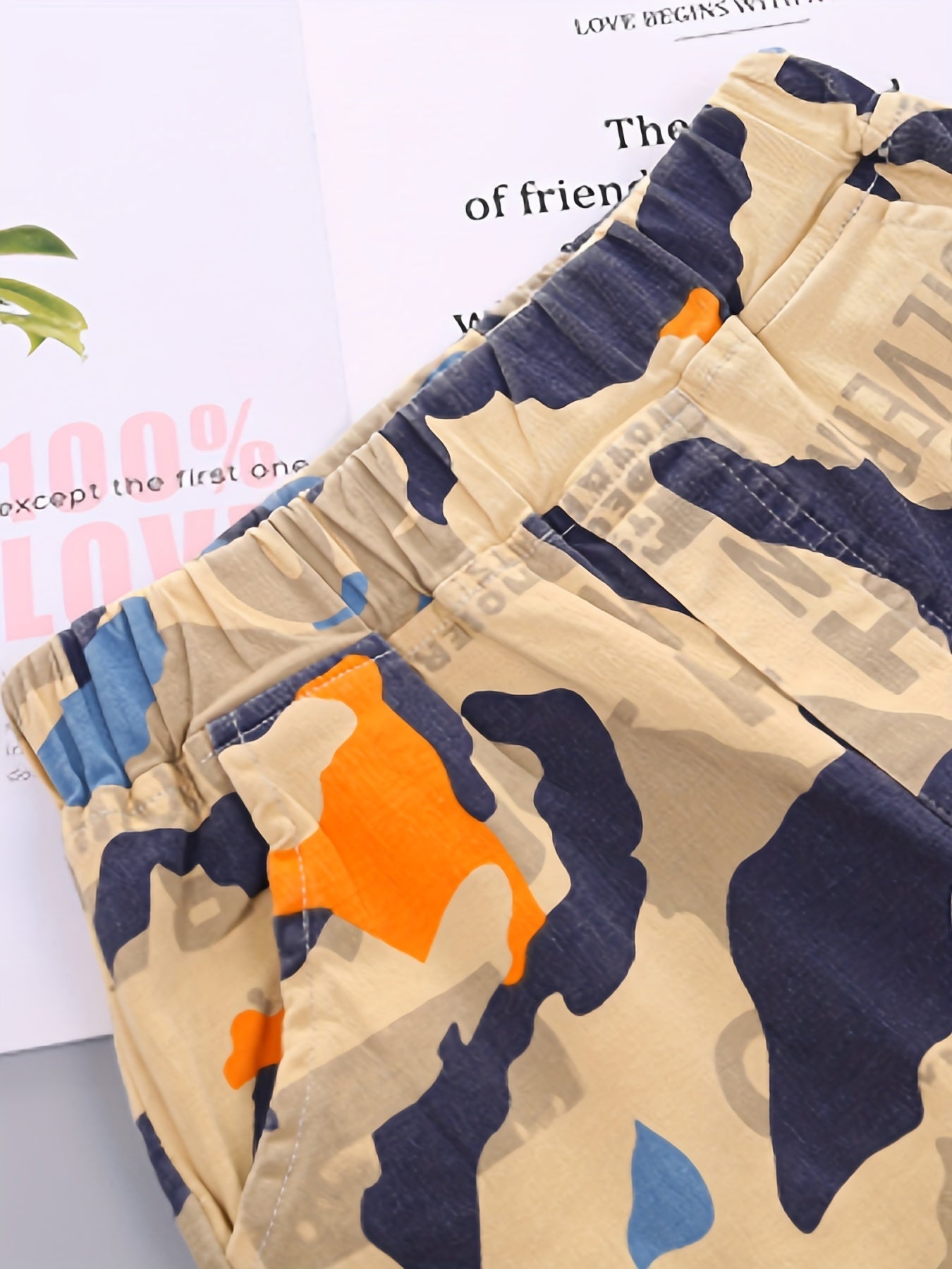 Boys Camouflage Jeans Cropped Pants Bottoms With Pockets
