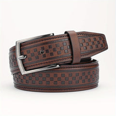 Alloy Pin Buckle PU Striped Belt for Men