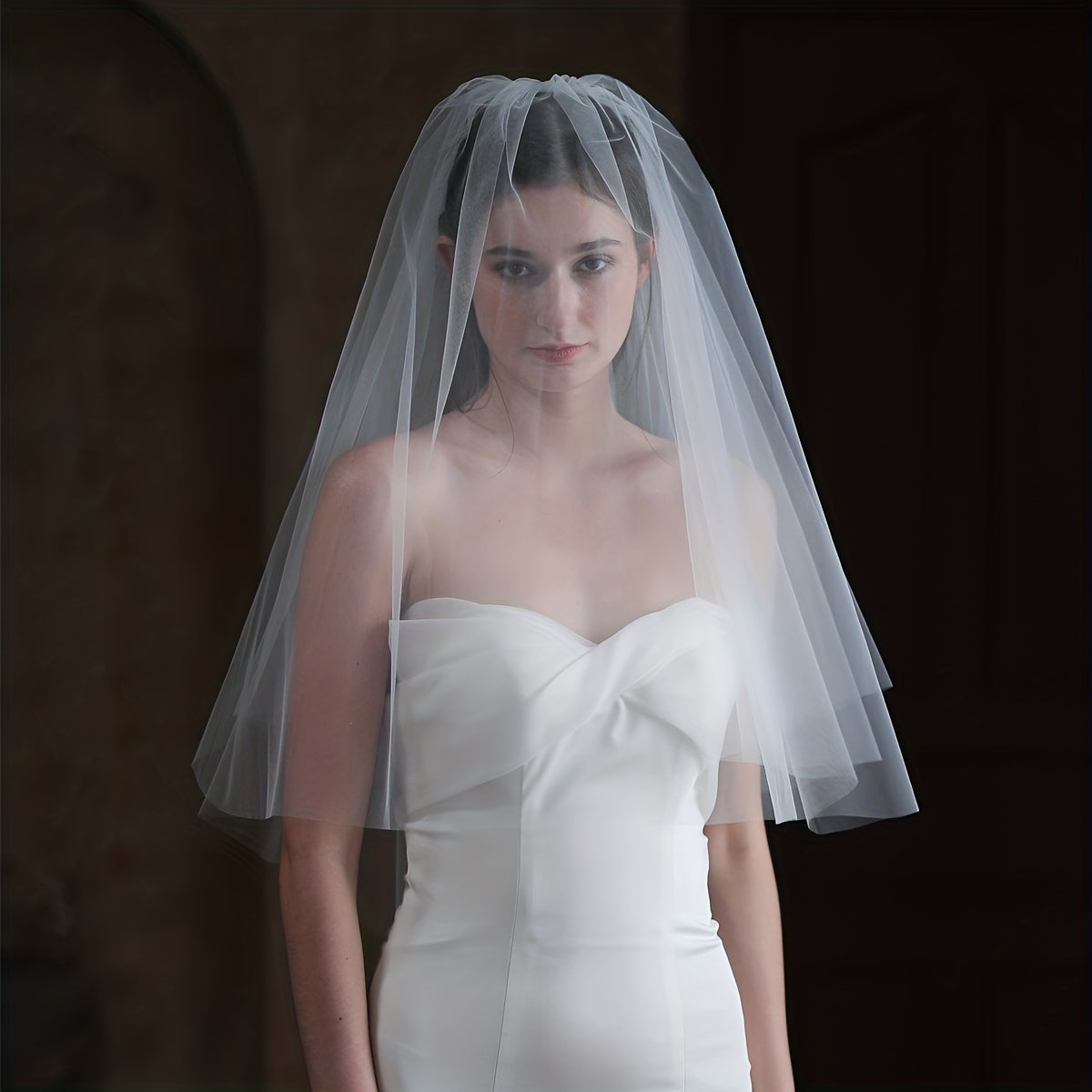 Double Layer Bridal Head Veil with Comb
