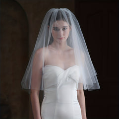 Double Layer Bridal Head Veil with Comb